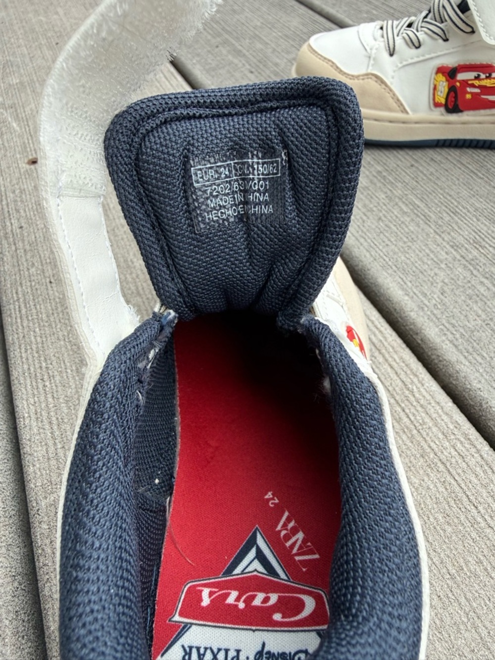 Zara White Navy Kids Sneakers with Red Car Accent (Lightning McQueen) - Picture 6 of 6